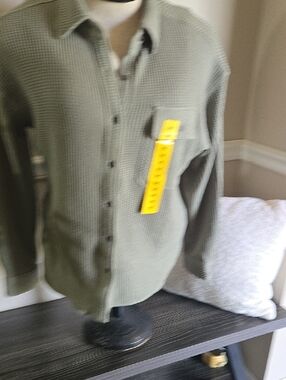 i jeans by Buffalo Olive Green Waffle Button-Down Shirt